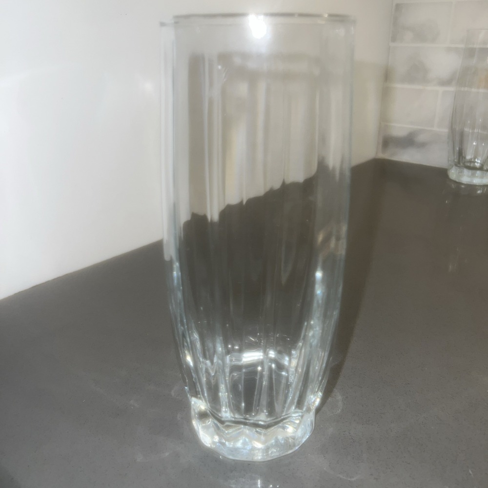 4-tall Clear Ribbed Drinking Glasses 7 In EUC